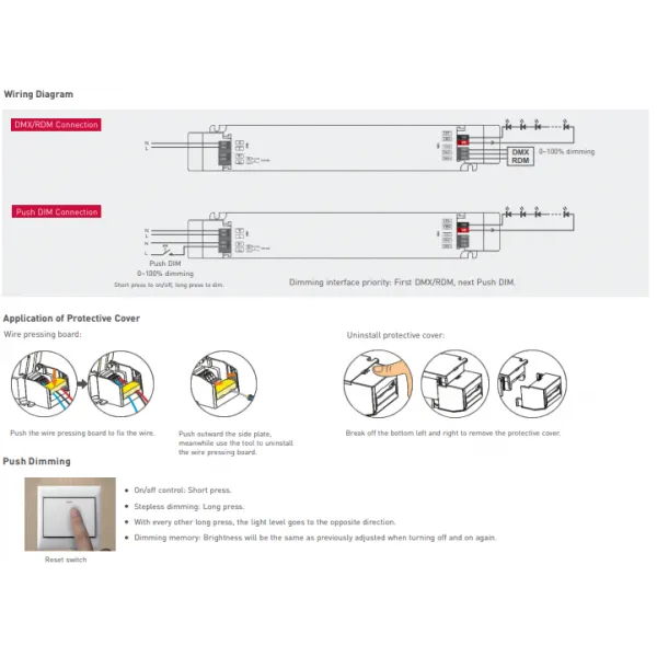 DMX512/RDM/Push DIM, 0-100% Dim, CV 100W, 24Vdc 4.17A, 200-240Vac, IP20, 5yrs Warranty. LM-100-24-G1M2  LTECH DMX Constant Voltage